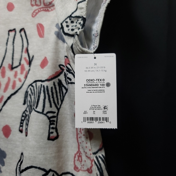 Carter's Just One You Zoo Animals & Polka Dots Pajama 3 Piece Set - Picture 3 of 3